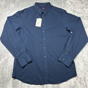 NWT UNTUCKit Castello Navy Blue Wrinkle Free Shirt XL Tall Slim